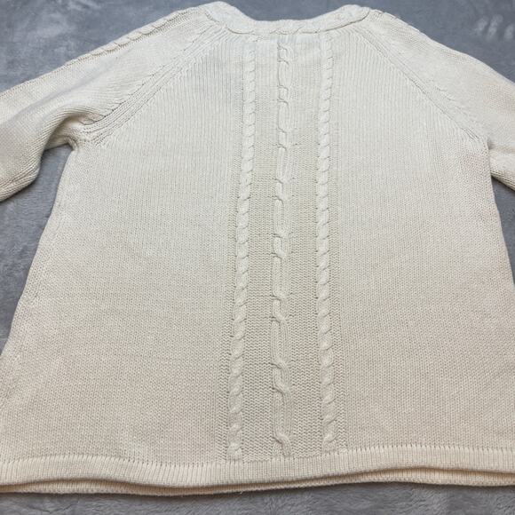 Hanna Andersson Sweater Womens XL Ivory Wool Blend Embroidered Floral Pullover - Picture 2 of 8